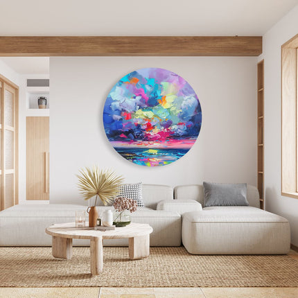 Wandcirkel woonkamer Abstract Kunstwerk van een Kleurrijke Lucht