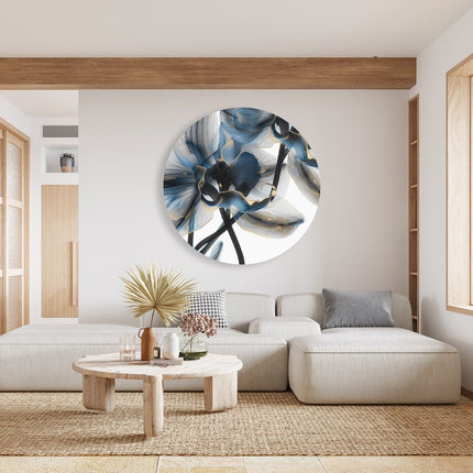 Wandcirkel woonkamer Twee Blauwe Orchideeën op een Witte Achtergrond