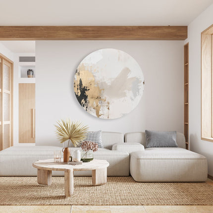 Wandcirkel woonkamer Abstract Kunstwerk met Goud en Zwarte Verf