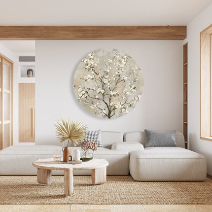 Wandcirkel woonkamer Kunstwerk van een Boom met Witte Bloesems