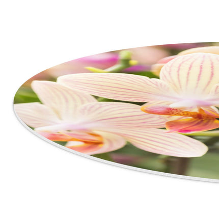 Wandcirkel detail Gestreepte Witte Orchidee Bloemen