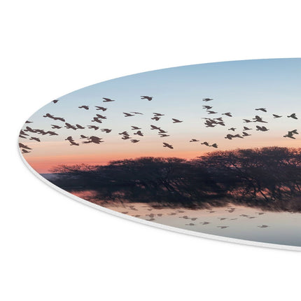 Wandcirkel detail Groep Vogels Boven De Meer Met Zonsondergang
