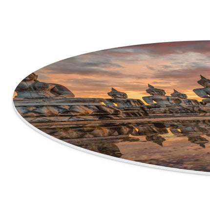 Wandcirkel detail Boeddha Beelden Tijdens Zonsondergang