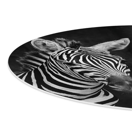 Wandcirkel detail Twee Zebra's - Zwart Wit