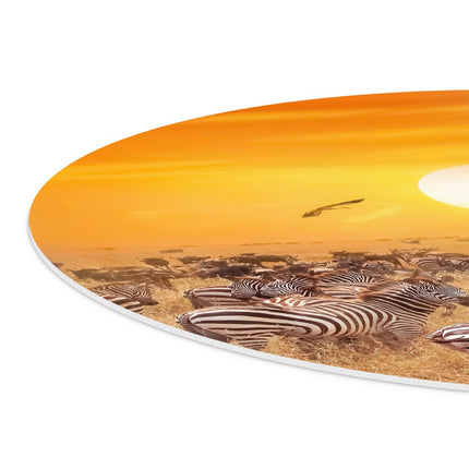 Wandcirkel detail Kudde Zebra's Bij Een Oranje Zonsondergang