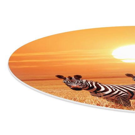 Wandcirkel detail Drie Zebra's Bij Zonsondergang