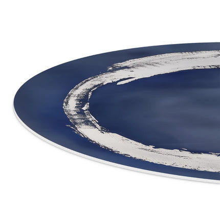 Wandcirkel detail Witte Cirkel op een Blauwe Achtergrond