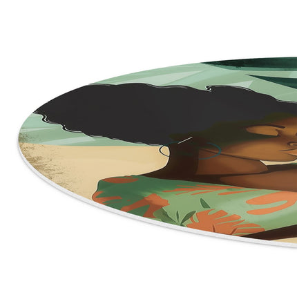 Wandcirkel detail Zwarte Vrouw die een Boek in het Zand Leest