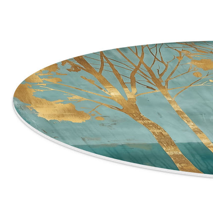 Wandcirkel detail Drie Bomen in een Blauw en Goud Kunstwerk