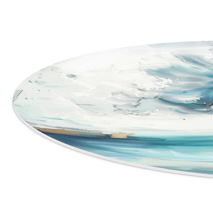 Wandcirkel detail Abstract Kunstwerk van een Blauwe en Witte Golf