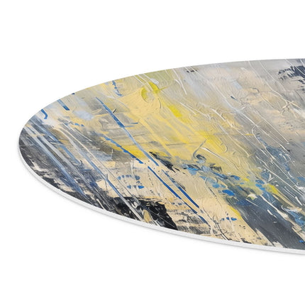 Wandcirkel detail Abstract Kunstwerk met Blauwe, Gele en Zwarte Druppels