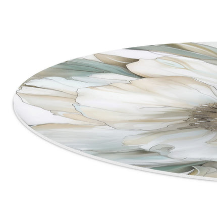 Wandcirkel detail Kunstwerk van een Witte Bloem op een Witte Achtergrond