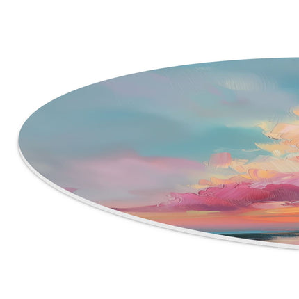Wandcirkel detail Kunstwerk van een Zonsondergang met Roze en Blauwe Wolken