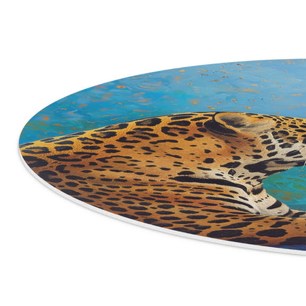 Wandcirkel detail Kunstwerk van een Jaguar en een Kolibrie