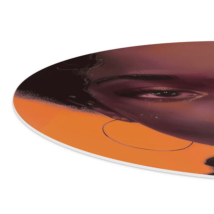 Wandcirkel detail Zwarte Vrouw met Oranje Lippen