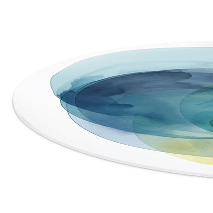 Wandcirkel detail Blauwe, Gele en Groene Cirkels op een Witte Achtergrond