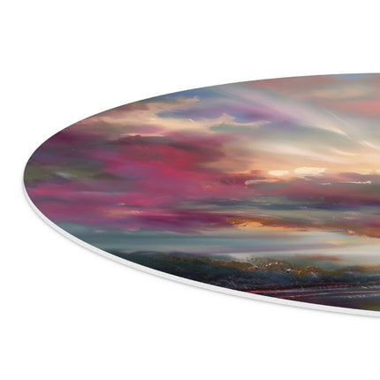Wandcirkel detail Kunstwerk van een Zonsondergang boven een Rivier