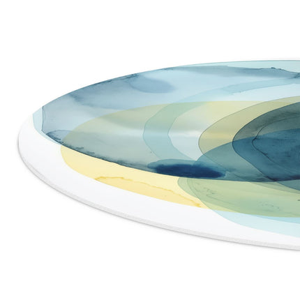 Wandcirkel detail Blauwe, Gele en Witte Cirkels op een Witte Achtergrond