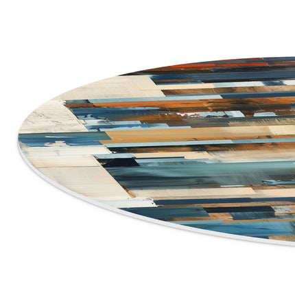 Wandcirkel detail Abstract Kunstwerk met Blauwe, Bruine en Beige Kleuren