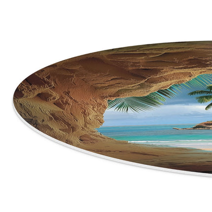 Wandcirkel detail Grot met Uitzicht op de Oceaan en Palmbomen