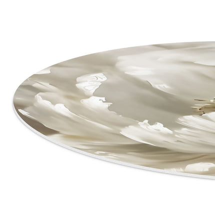 Wandcirkel detail Witte Bloem op een Beige Achtergrond