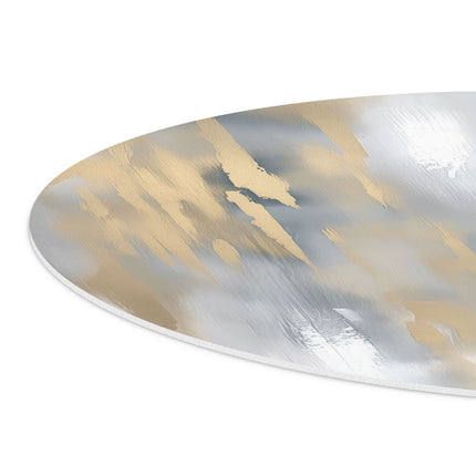 Wandcirkel detail Goud en Zilver Abstract Kunstwerk op een Witte Achtergrond