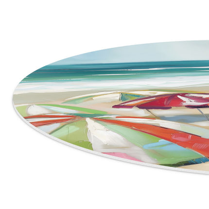 Wandcirkel detail Kleurrijke Parasols op het Strand