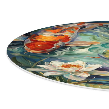 Wandcirkel detail Drie Koivissen in een Vijver met Waterlelies