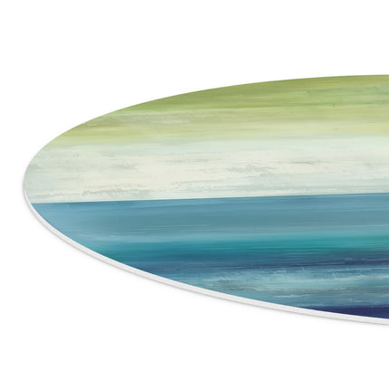 Wandcirkel detail Abstract Kunstwerk van een Blauwe, Groene en Gele Oceaan