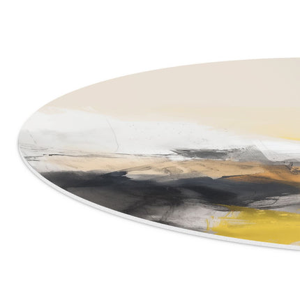Wandcirkel detail Abstract Kunstwerk van Geel, Zwart en Wit