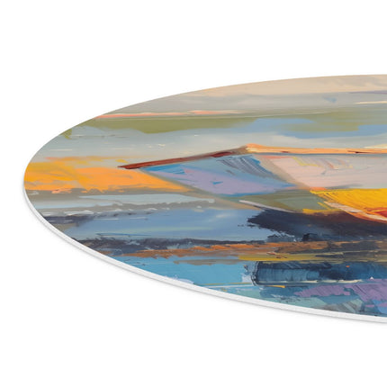 Wandcirkel detail Kunstwerk van een Boot aan de Kust