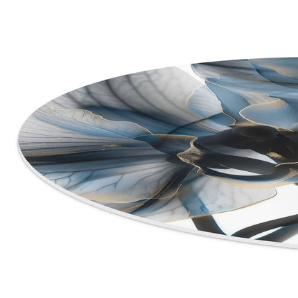 Wandcirkel detail Twee Blauwe Orchideeën op een Witte Achtergrond