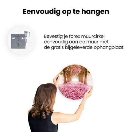 Wandcirkel ophangen Romantische Bomen Tunnel Met Roze Anjers