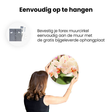Wandcirkel ophangen Gestreepte Witte Orchidee Bloemen