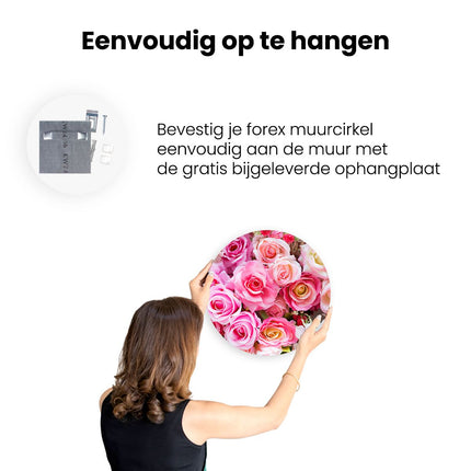 Wandcirkel ophangen Roze Rozen Achtergrond - Bloemen