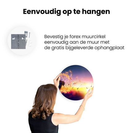 Wandcirkel ophangen Paardenbloem Tijdens Zonsondergang