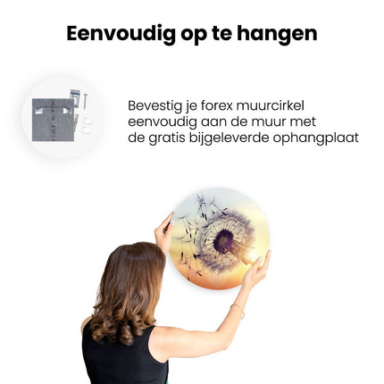 Wandcirkel ophangen Paardenbloem Tijdens Zonsondergang