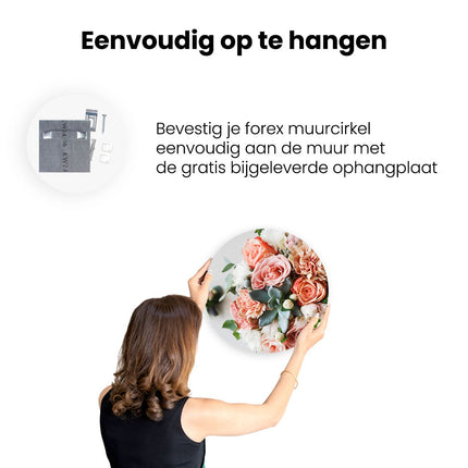 Wandcirkel ophangen Bloemen In Vaas - Boeket