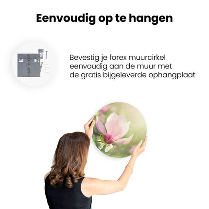 Wandcirkel ophangen Roze Magnolia Bloem 