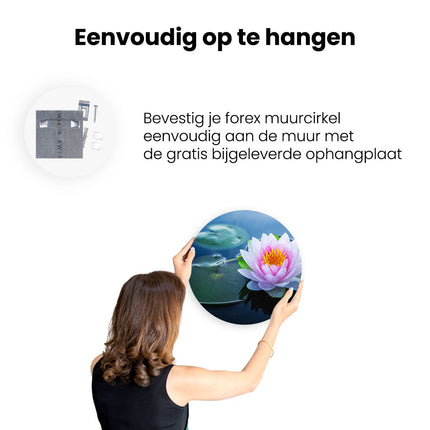 Wandcirkel ophangen Roze Lotusbloem Met Waterlelies 