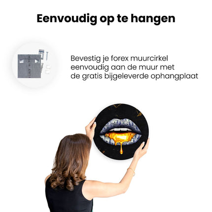 Wandcirkel ophangen Dollar Lippen Met Goud