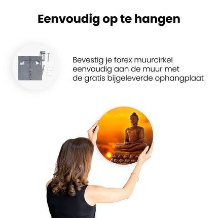 Wandcirkel ophangen Boeddha Standbeeld Bij Zonsondergang