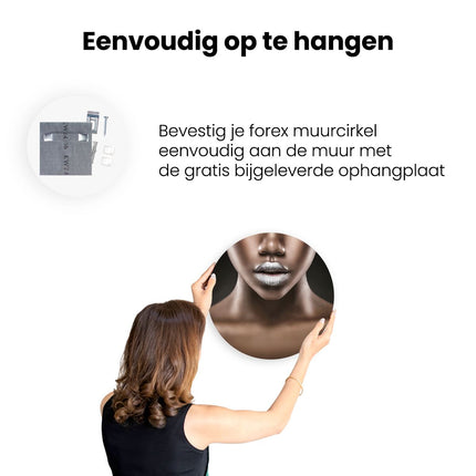 Wandcirkel ophangen Zilveren Lippen Van Een Afrikaanse Vrouw