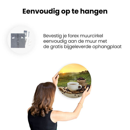 Wandcirkel ophangen Kopje Koffie Op Een Plantage Achtergrond6