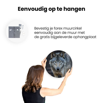 Wandcirkel ophangen Wolvenkop - Grijze Wolf