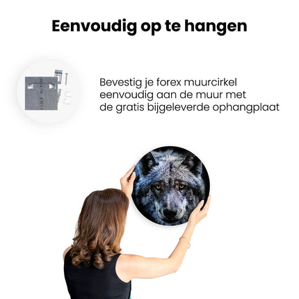 Wandcirkel ophangen Grijze Wolvenkop - Wolf