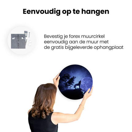 Wandcirkel ophangen Huilende Wolf In Silhouet Bij Volle Maan