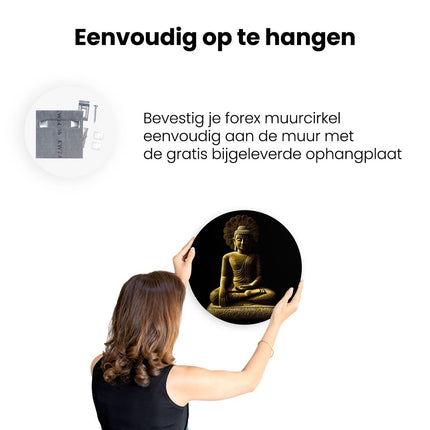 Wandcirkel ophangen Gouden Boeddha Beeld In Meditatie 