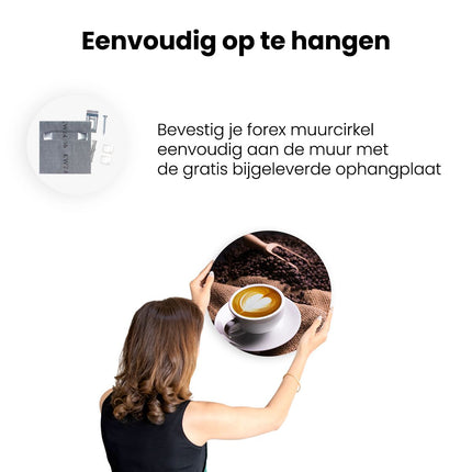 Wandcirkel ophangen Kopje Koffie In Een Hartje Met Koffiebonen