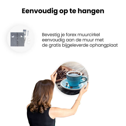 Wandcirkel ophangen Blauw Kopje Koffie Met Koffiebonen